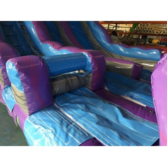 Tobogán Seco Inflable De Doble Carril De Mármol Púrpura Tobogán Seco Inflable De Doble Carril De Mármol Púrpura